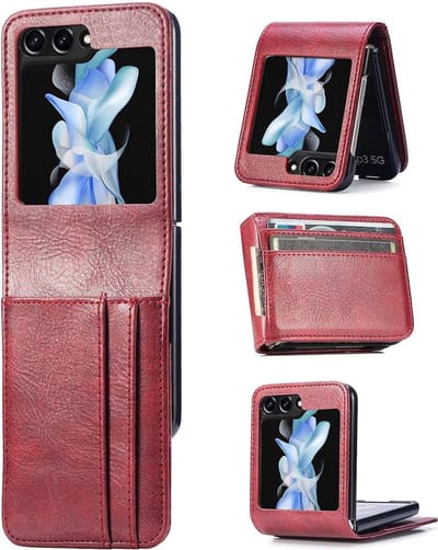 Geschikt voor Samsung Galaxy Z Flip 5 Kaartsleuf antislip hoesje - Rood