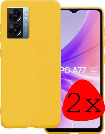 Hoesje 2 Stuks - Geschikt voor OPPO A77 - Sterk & Shockproof - Case Siliconen - Back Cover - Telefoon Hoes - Geel