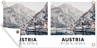 Schuttingposter Oostenrijk - Alpen - Water - Berg - 200x100 cm - Tuindoek