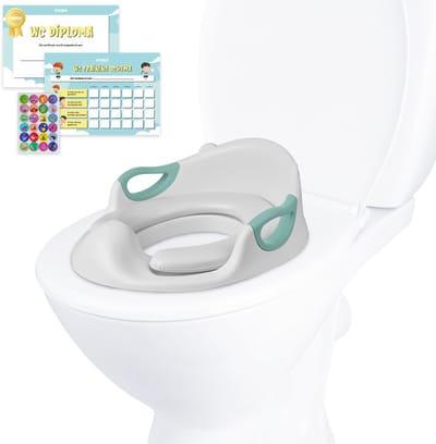 Universele toiletbril voor kinderen - Kindertoiletbril - WC verkleiner - Draagbare toiletbril met handvatten - Antislip - Olive green