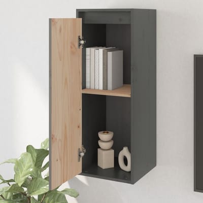 vidaXL - Wandkast - 30x30x80 - cm - massief - grenenhout - grijs