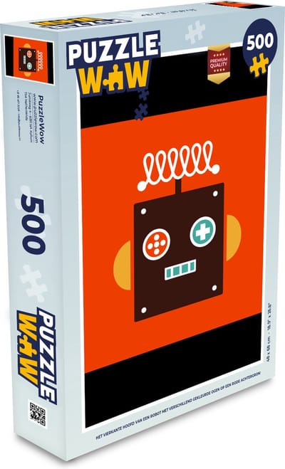 Puzzel Robot - Vormen - Gezicht - Oranje - Jongens - Kinderen - Legpuzzel - Puzzel 500 stukjes