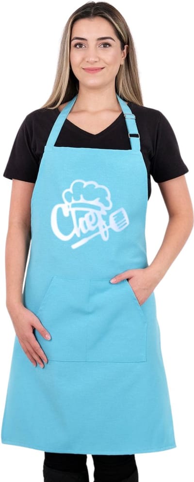 Chef Master Keukenschort - Turkoois - 60x80 cm - Kookschort met Zakken - Verstelbare Nekband - Keukenschort dames - Keukenschort Heren
