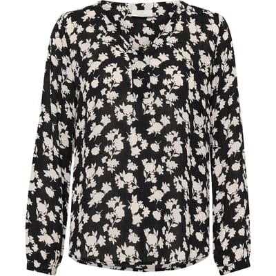 Blouse met lange mouwen Regular fit Black/Turtledove Flower Print floral