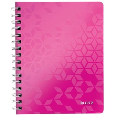 Leitz WOW collegeblok, DIN A5, 80 geruite vellen, transparante pocket, FSC®-gecertificeerd, roze