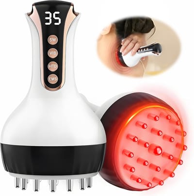 Lymfedrainagemassager - Massagetool - Body Sculpting-apparaat - Fascia Blaster tegen cellulite – met microstroom, licht, warmte en vibratie – voor benen, armen en buik - wit