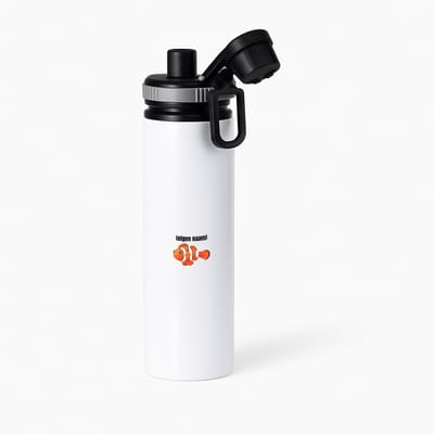 Hacebo® - oranje vis (nemo) met eigen naam waterfles met draaidop grijs - Vis - vissen liefhebbers - iemand die houdt van vissen - verjaardag - cadeau - kado - water fles - 850ML
