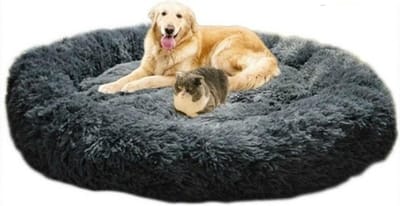Topmast Fluffy Donut Dierenkussen - Hondenmand - Kattenmand - Superzacht - Wasbaar - 100 cm - Antraciet - XL - AKTIE