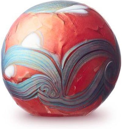 Glas urn ornament, urn, dieren urnen, as bestemming, Elan line, bol vorm, klein, rood