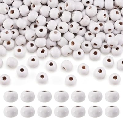 300 stuk witte ronde houten kralen 8 mm voor macramé en ambachtelijke sieraden