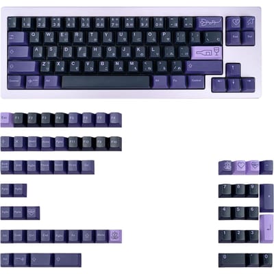 Keycap PBT 129 Piect Purple Japanese Cherry Profile, mechanisch toetsenbord QWERTY Dye-Sub Gaming