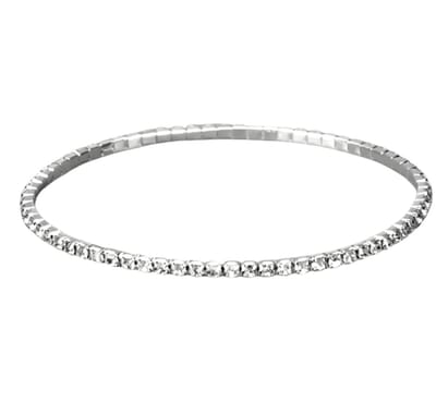 Stretch enkelbandje- Zilverkleur- Strass - Charme Bijoux