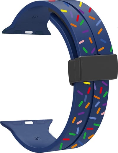Stravo Regenboog siliconen magnetische bandje Geschikt voor Apple Watch 46mm (Series 10/11), 45mm (Series 7/8/9), 44mm (Series 4/5/6, SE 1/2/3), 42mm (Series 1/2/3), 49mm (Ultra 1/2/3) - Donkerblauw - Sport Siliconen Polsbandje Horlogebandje