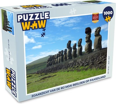 Puzzel Zijaanzicht van de rij Moai beelden op Paaseiland - Legpuzzel - Puzzel 1000 stukjes volwassenen