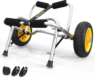 Kayak Transportkar - Kajak Trolley Bootkar - Water Sport Vervoer - Luchtloze Stevige Banden - 200 Lbs Gewichtslimiet - Zwart