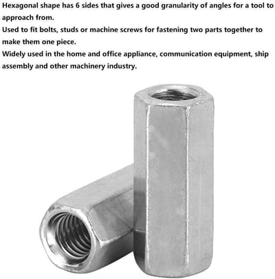 Dailygoods- Zeskantmoeren M8 x 30 - Verzinkt Koolstofstaal - 10 Stuks - Hoge Sterkte - Corrosiebestendig - Voor Industriële Bevestiging - Moeren