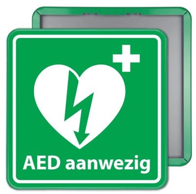 AED bord 40x40 cm - Bevestiging: Zonder bevestiging (alleen het bord)