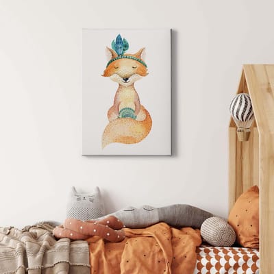 Canvas print DD123188 Hippy Fox A.S. Création 0,5 x 0,7 m Oranje / Terracotta Kantoor Hal/Gang Keuken Slaapkamer Woonkamer