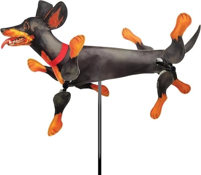 Tuindecoratie Windmolen Spinner Teckel Hond - Bewegend Tuinornament