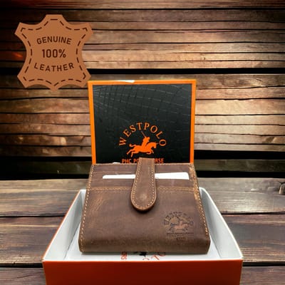 Westpolo Stijlvolle leren pasjeshouder - Perfect cadeau voor verjaardagen, Valentijnsdag, Moederdag en Vaderdag! - Cognac - Met Luxe Cadeaubox - 9075C van Leerella