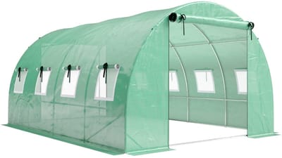 REDOM - Foliekas - Met 2 Oprolbare Deuren En 8 Gaasramen - Voor Tuin - PE - Groen - 295 X 400 X 200 Cm