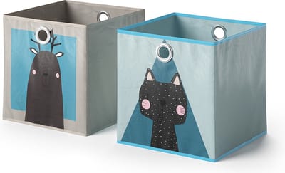 Vicco Opvouwbare box – 30 x 30 cm Set van 2 Grijs/Blauw