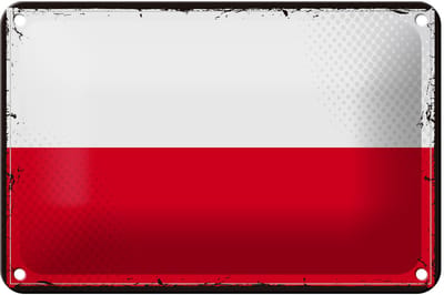 Blechschild Flagge Polens 18x12cm Retro Flag of Poland Dekoration