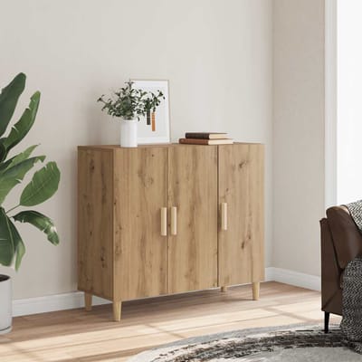vidaXL - Dressoir - 90x34x80 - cm - bewerkt - hout - artisanaal - eikenkleur