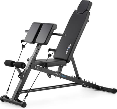 Gymtek® Halterbank met Preacher Curl en Weerstandsbanden - Fitnessbank - Trainingsbank - Fitness Bank - Workout Bench - Verstelbar - tot 200 kg