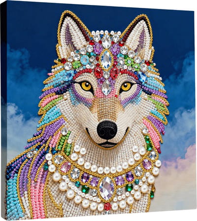 Adorzy Diamond Painting Canvas Wolf – Pearl Collectie - Diamond Painting Volwassenen – Diamond Painting Volledig Pakket