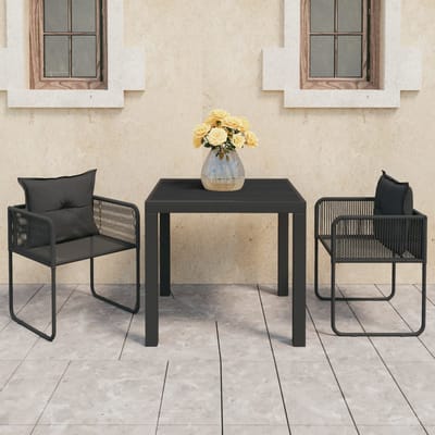 vidaXL - 3-delige - Tuinset - PVC-rattan - zwart