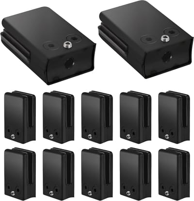Glasbeugels voor Balustrades 10-12mm - 12 Stuks Zwarte RVS Klemmen voor Trapleuning en Glaspanelen