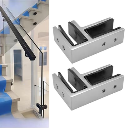 Glasbevestiging voor Railing van RVS 304 – Ideaal voor Trappen, Balkons en Tuinen – Geschikt voor Glas van 10-12 mm met 90° Hoek en INOX Kleur