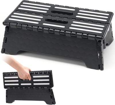 Opvouwbare en draagbare voetenbank, 38 x 22 x 13 cm, antislip kruk voor kinderen en volwassenen, ideaal voor keuken, badkamer, camping