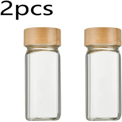 Pot d'assaisonnement carré de 40 oz Bouteille d'assaisonnement au poivre 24 ensembles Bouteille de poivre 90 ml 120 ml Pot d'assaisonnement en bambou et verre beige