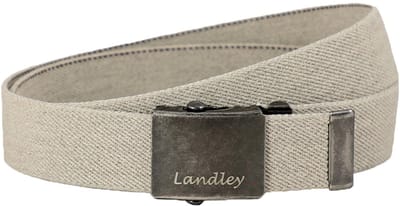 Landley Elastische Canvas Riem met Metalen Schuifgesp - Stretch - Koppelriem - Dames / Heren - Unisex - Beige - Lengte totaal 140 cm / Riemmaat 125