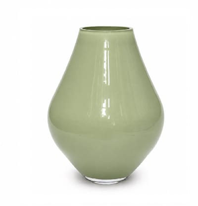 Vaas Lesse | Metallic pastel green | mond geblazen glas | Ø19 x H24 cm