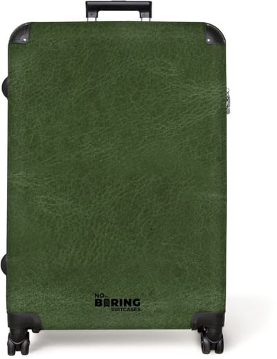 NoBoringSuitcases.com® - Koffer groot - Reiskoffer lichtgewicht - Lederen look bos groen - Rolkoffer met 4 wielen - Grote trolley XL - 98 liter bagage