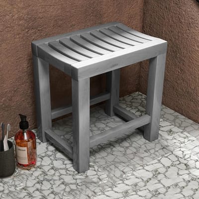Houten Douche Kruk - Badkamer Bankje - Ontspanning in Bad - Natuurlijk Hout Materiaal - 42x28x35cm - Houtkleur