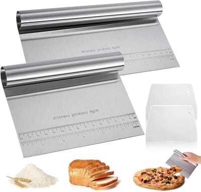 Solidchoice - Set van 4 Rvs Deegschrapers met Meetfunctie en Plastic Spatel