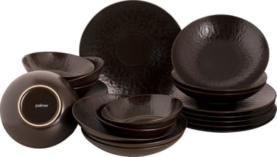 Palmer - Serviesset - Ruston - Bruin - Stoneware - Bordenset - 6 persoons - 24-delig