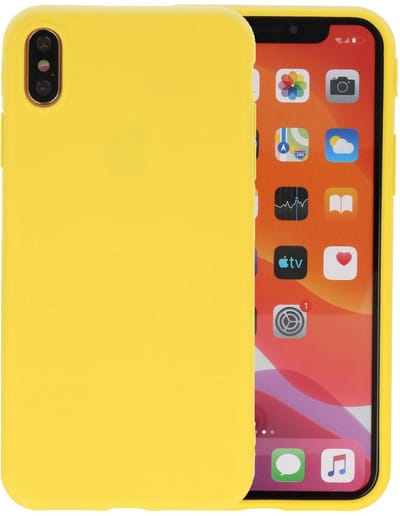 Premium Color Bescherming Telefoonhoesje - Backcover Hoesje - Achterkant Hoesje - Geschikt voor iPhone Xs Max - Geel