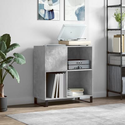 vidaXL - Platenkast - 84,5x38x89 - cm - bewerkt - hout - betongrijs