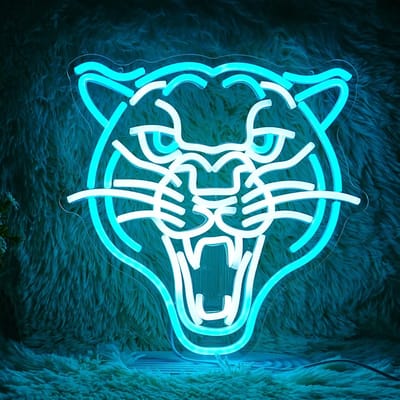 Daity Luipaardprint neon dimbaar LED dierenbord voor wanddecoratie - wit ijsblauw neonlicht - USB-aangedreven - geschikt voor woonkamer - man cave - speelgoedwinkel - speelkamerdecoratie