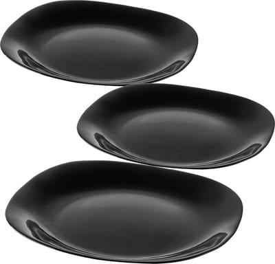 KADAX Zwarte platte borden, vaatwassergee-bordenset, eetborden van versterkt glas, modern servies voor huis en restaurant (zwart/3 stuks)