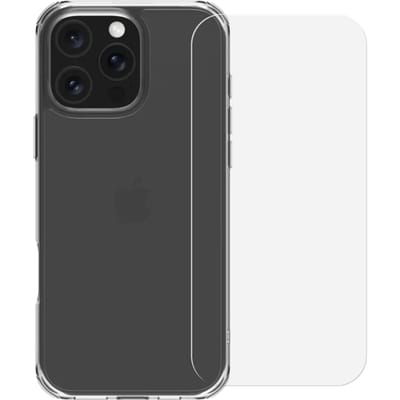 BlueBuilt Protective Back Cover iPhone 16 Pro Max Transparant + Screenprotector Glas