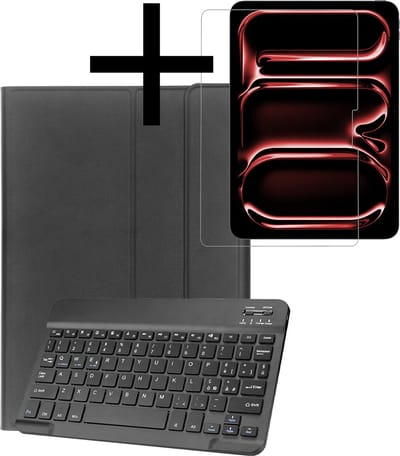 Hoes - Geschikt voor Apple iPad Pro (2024/2025) - 11 inch - Met Screenprotector - Keyboard Book Cover - Toetsenbord Case - Hoesje - Zwart