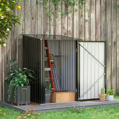 MIVRAY Tuinhuis – Ruime Opbergruimte – 100 x 103 x 160 cm – Verzinkt Staal – Donkergrijs – Voor Tuingereedschap En Fietsen