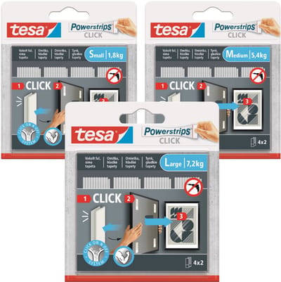 Tesa Powerstrips - Zelfklevende Klittenband - 4 Paar - S+M+L