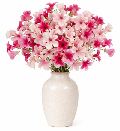 Mica Decorations Boeket Kunstbloemen Petunia takken - H89 cm - roze en lichtroze - 6x stelen - met kleine bloemetjes